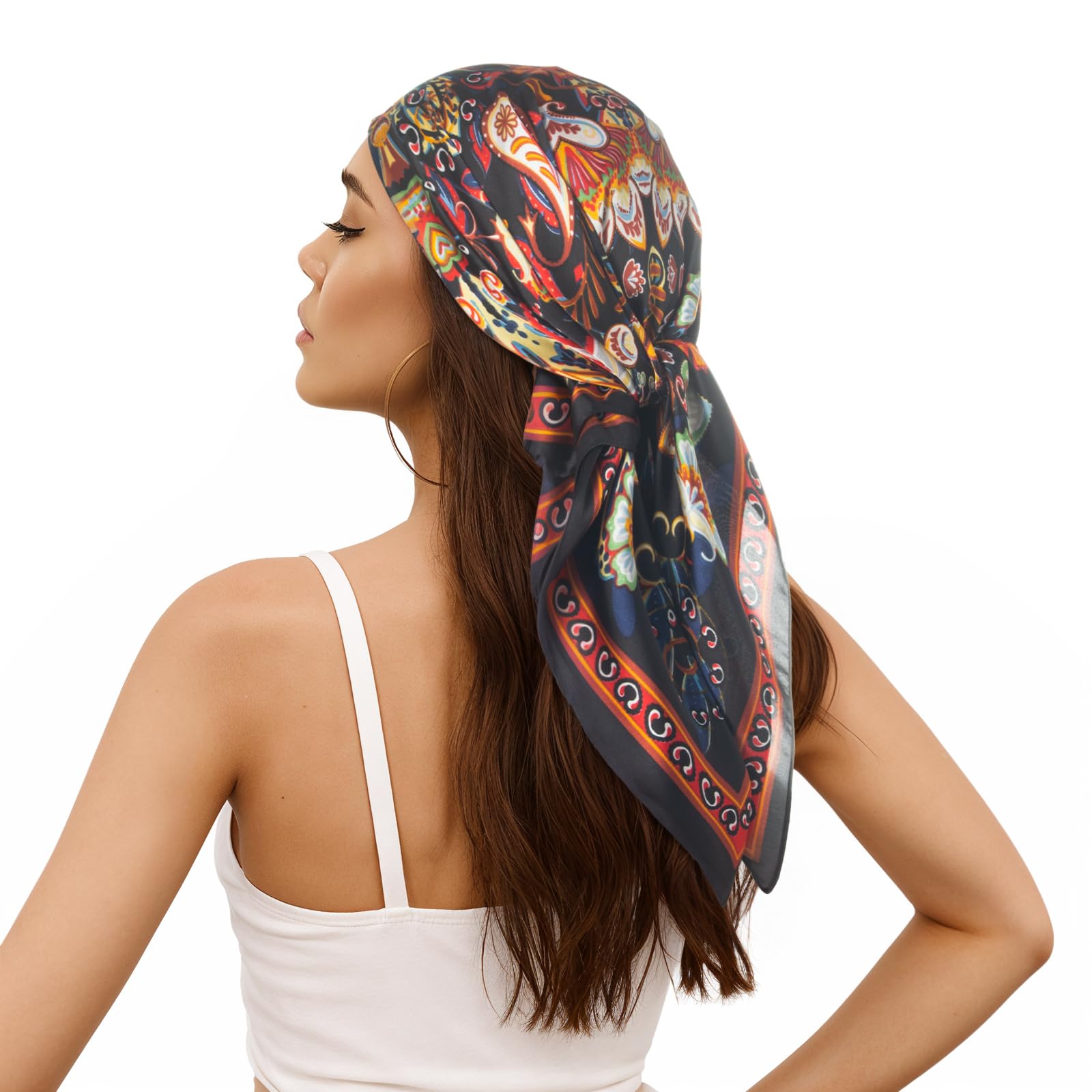 RIIQIICHY Women Head Hair Scarf Like Satin Silk Scarf Sleeping Hair Wrapping Night 27.5"