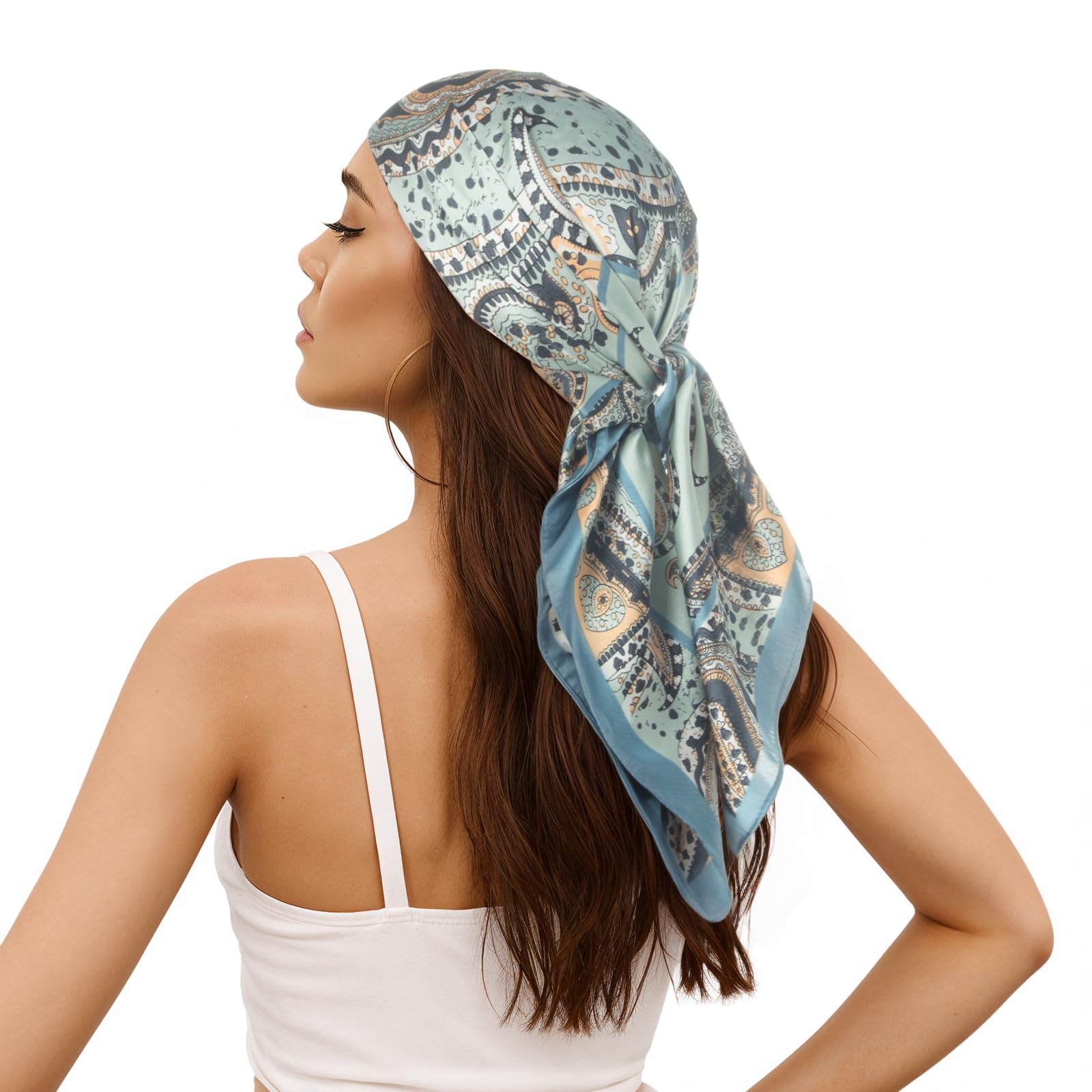 RIIQIICHY Women Head Hair Scarf Like Satin Silk Scarf Sleeping Hair Wrapping Night 27.5"