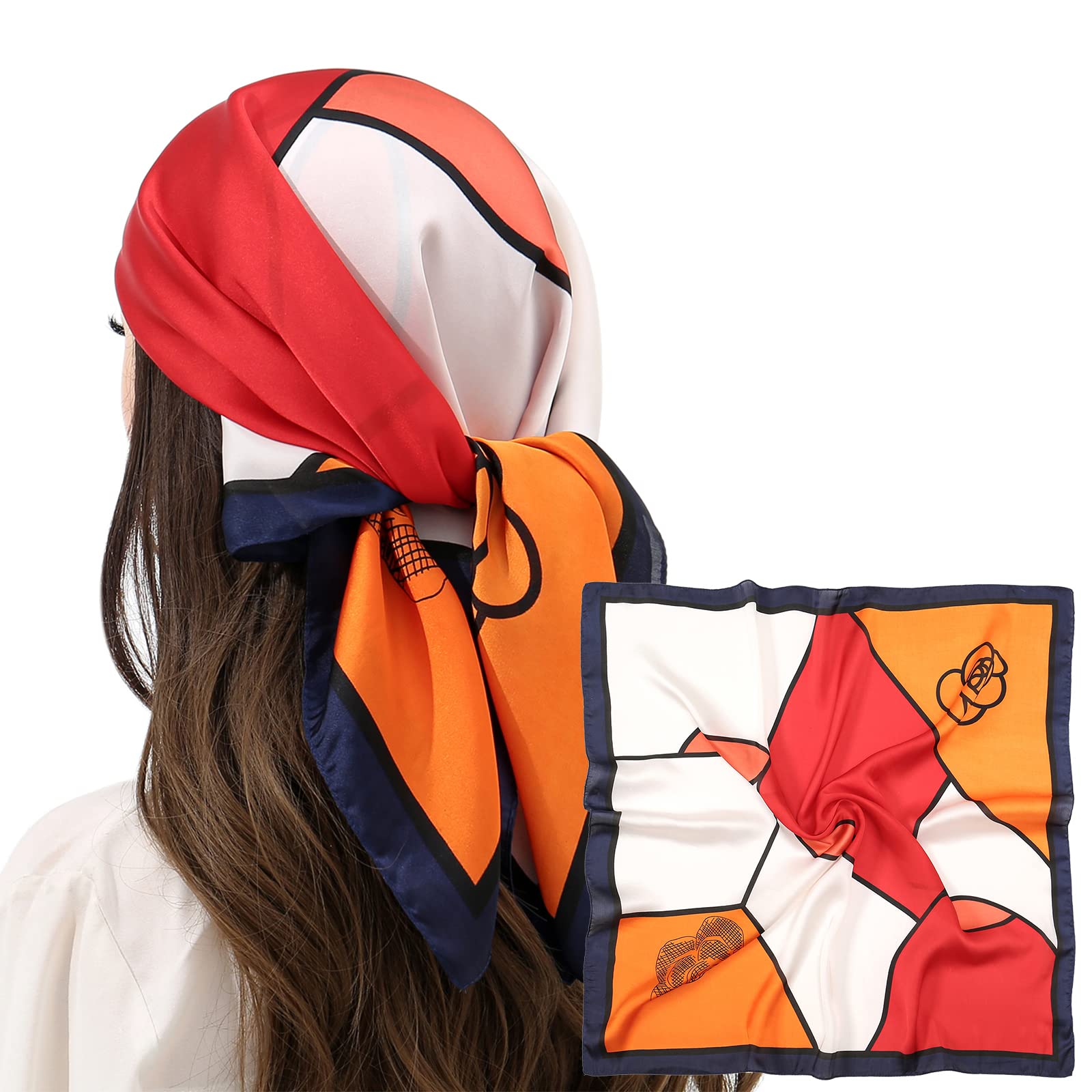 RIIQIICHY Women Head Hair Scarf Like Satin Silk Scarf Sleeping Hair Wrapping Night 27.5"