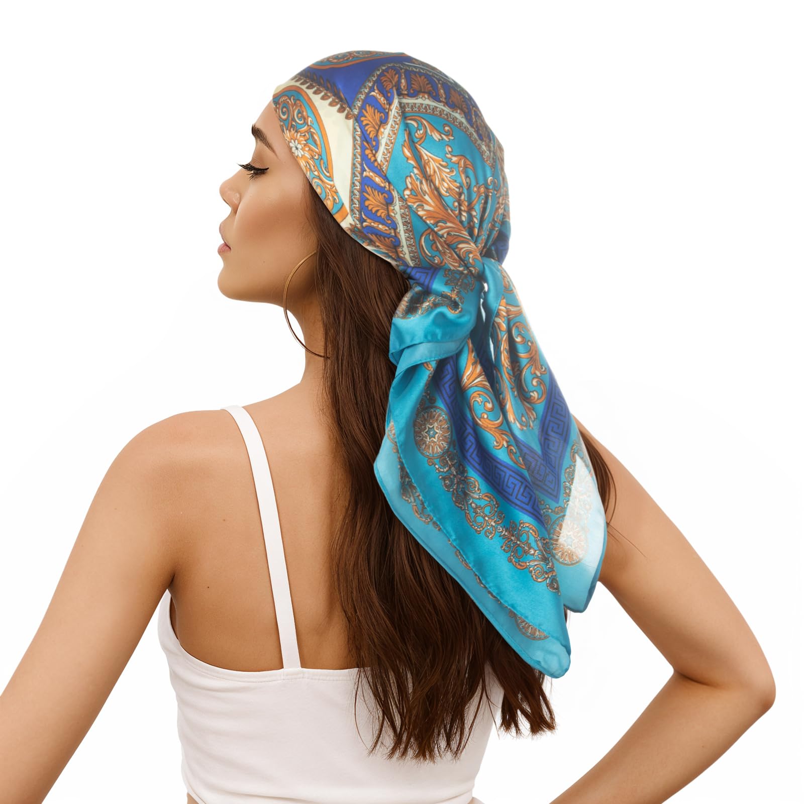 RIIQIICHY Women Head Hair Scarf Like Satin Silk Scarf Sleeping Hair Wrapping Night 27.5"