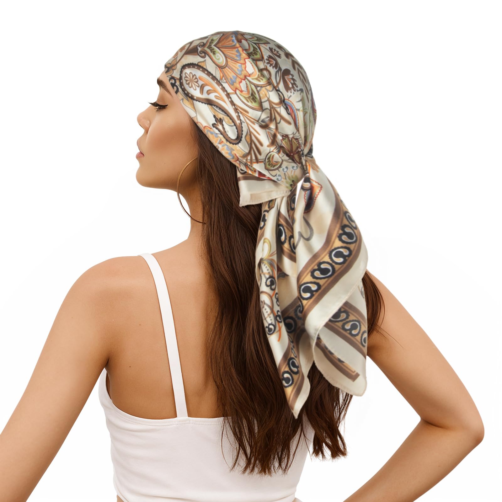 RIIQIICHY Women Head Hair Scarf Like Satin Silk Scarf Sleeping Hair Wrapping Night 27.5"