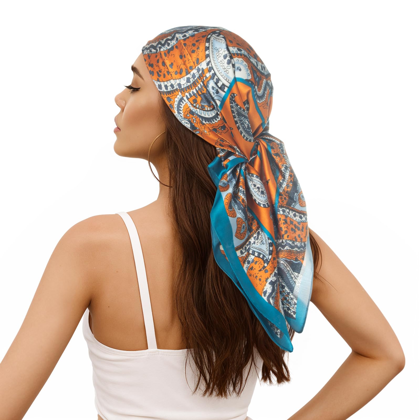 RIIQIICHY Women Head Hair Scarf Like Satin Silk Scarf Sleeping Hair Wrapping Night 27.5"