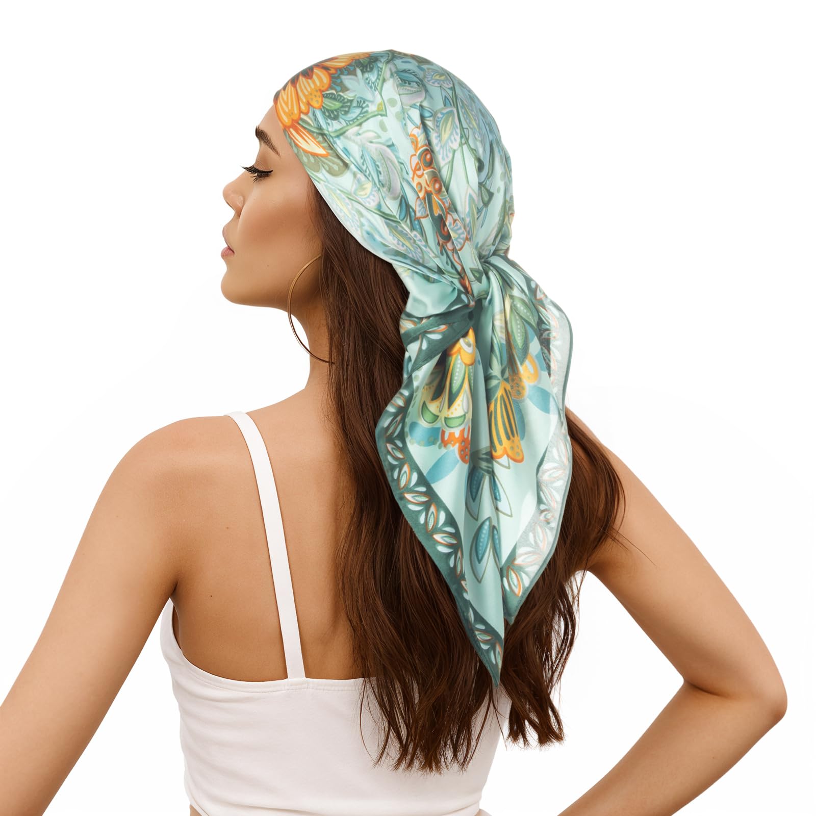 RIIQIICHY Women Head Hair Scarf Like Satin Silk Scarf Sleeping Hair Wrapping Night 27.5"