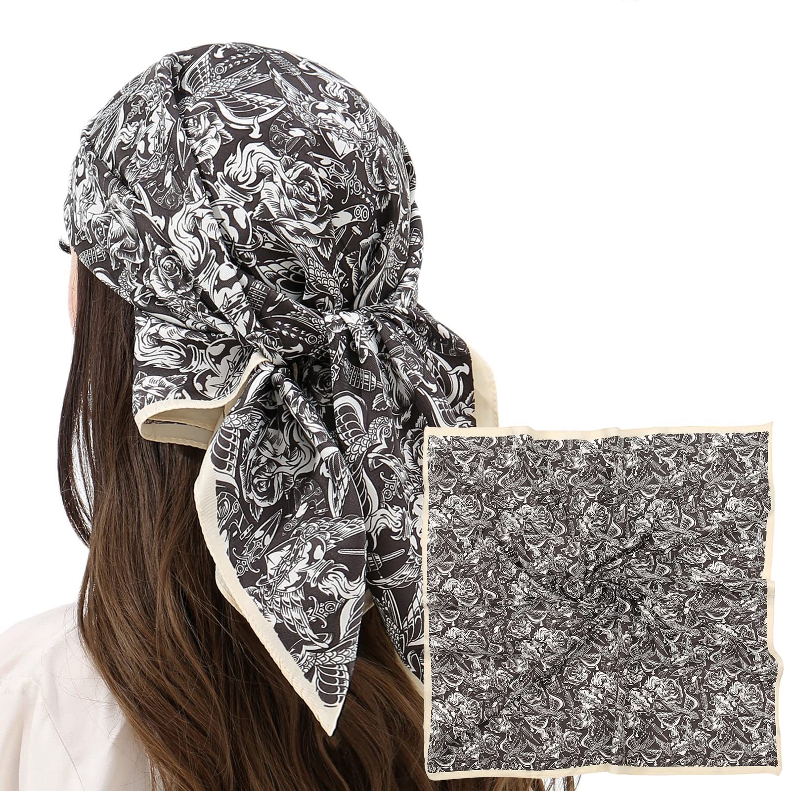 RIIQIICHY Women Head Hair Scarf Like Satin Silk Scarf Sleeping Hair Wrapping Night 27.5"
