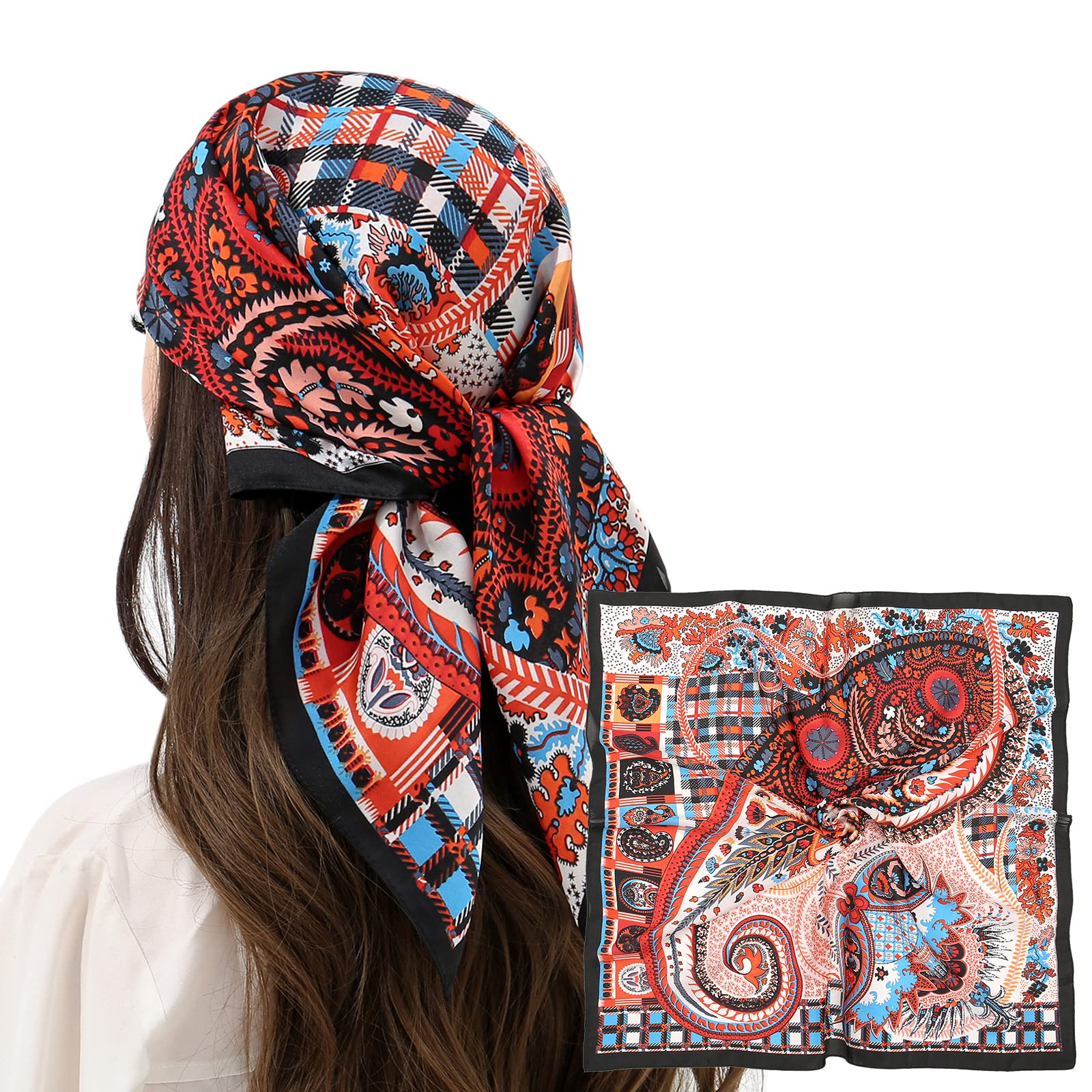 RIIQIICHY Women Head Hair Scarf Like Satin Silk Scarf Sleeping Hair Wrapping Night 27.5"