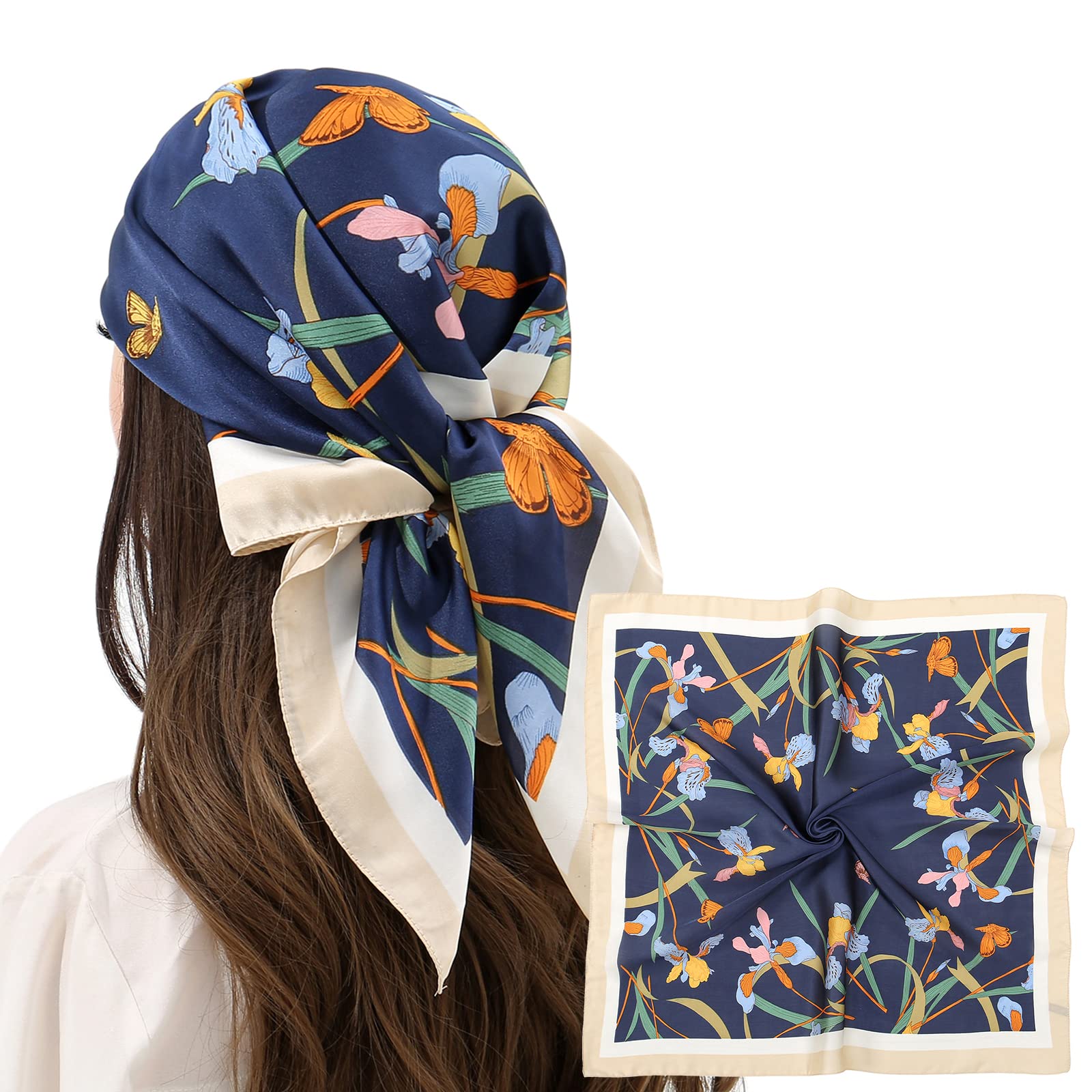 RIIQIICHY Women Head Hair Scarf Like Satin Silk Scarf Sleeping Hair Wrapping Night 27.5"