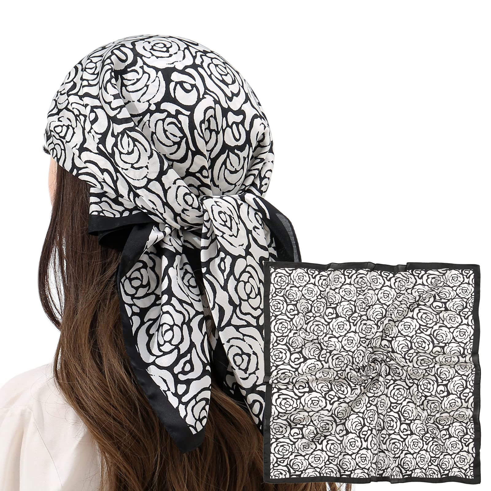 RIIQIICHY Women Head Hair Scarf Like Satin Silk Scarf Sleeping Hair Wrapping Night 27.5"