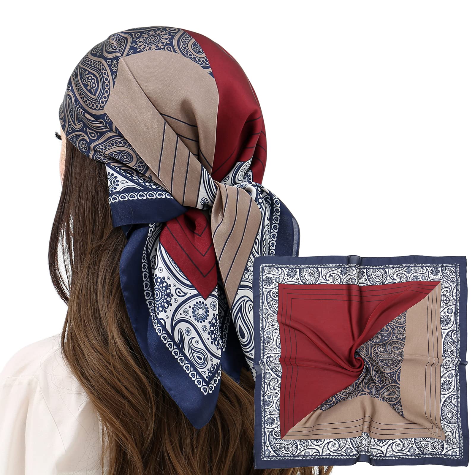 RIIQIICHY Women Head Hair Scarf Like Satin Silk Scarf Sleeping Hair Wrapping Night 27.5"